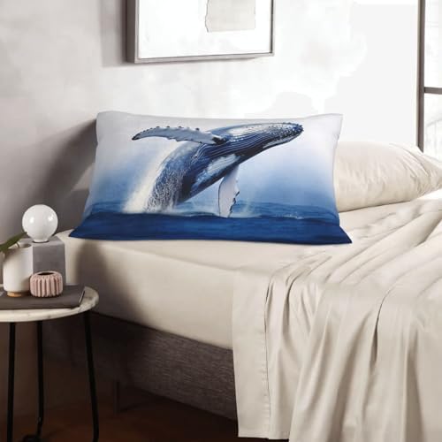 Blue Ocean Whale Pillow Cases Set of 2 Microfiber