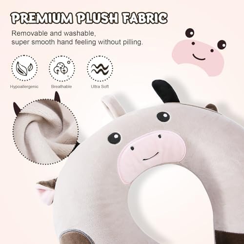 Cirorld Travel Pillow for Kids 9-12 YO Cow Animal Design