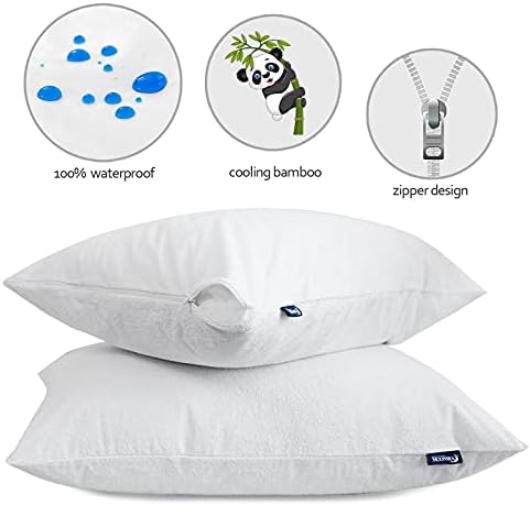Moonsea Waterproof Pillow Protector Set of 2 with Zipper