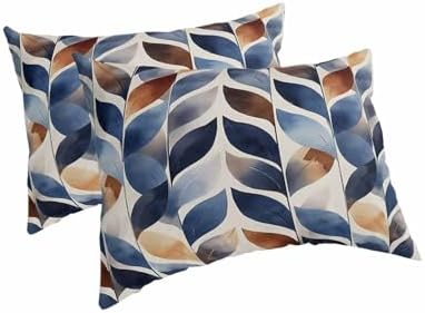 ERUNPONLY Navy Blue Burnt Orange Pillowcase Set of 2