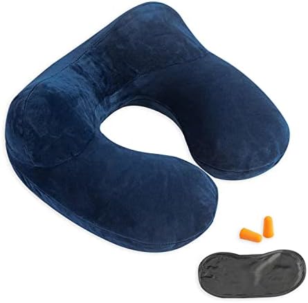 Makimoo Inflatable Travel Pillow with Velvet Cover