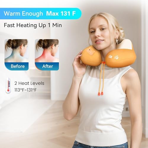 COMFIER Travel Pillow with Heat and Vibration Massage 1