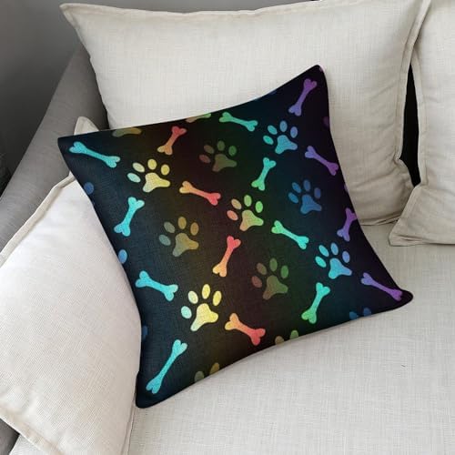 JOJOART Paw Print Bone Throw Pillow Covers Set of 2