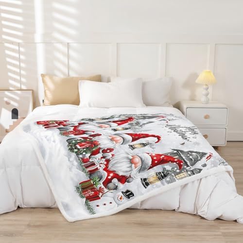 Feelyou Gnome Christmas Sherpa Throw Blanket