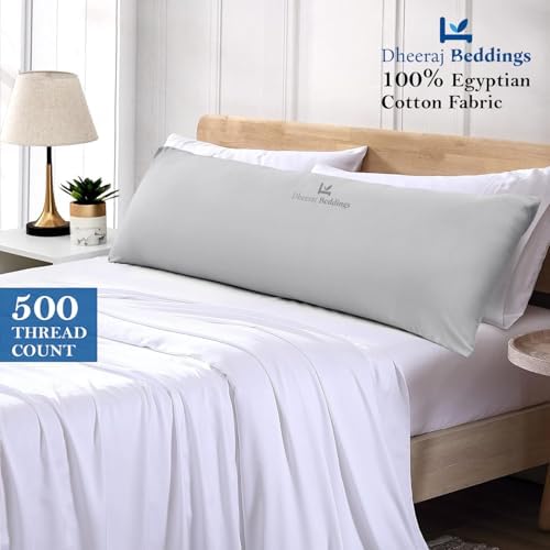 Dheeraj Beddings Body Pillowcase Cover 20x48 Silver Grey