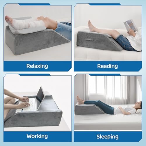 LOFE Adjustable Leg Elevation Pillow 6 Heights with Cooling Cover