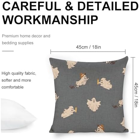 JOJOART Cute Ghosts Linen Pillow Covers Set of 2