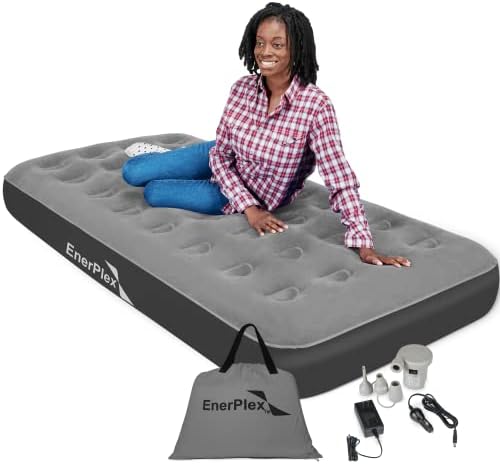 EnerPlex Portable Air Mattress with Pump - Twin Grey