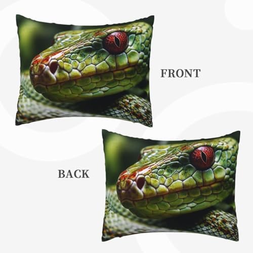 2 Pack Green Snake Pillow Cases with Hidden Zipper
