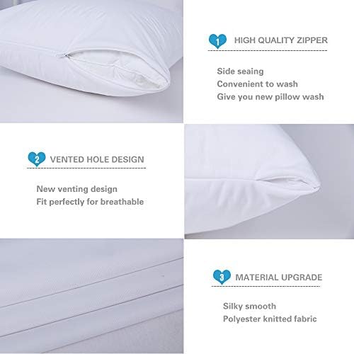 Bedecor Standard Pillow Protector 4 Pack with Zipper 1