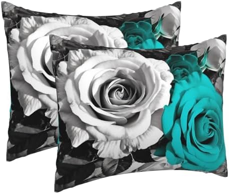 Rose Flowers Pillow Cases Set of 2 - Microfiber Travel Pillowcase with Hidden Zipper