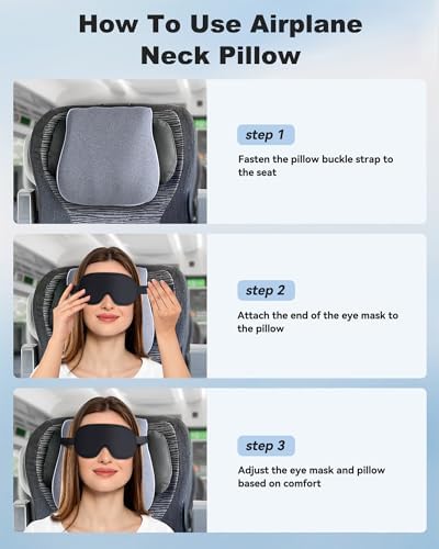 JefDiee Travel Pillow with Eye Mask and Strap