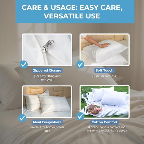 Beings Mothers Touch Waterproof Pillow Covers Set of 2 White 28x20
