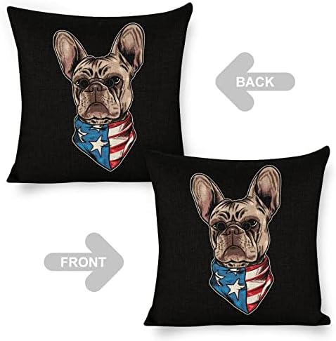 JOJOART French Bulldog USA Flag Throw Pillow Covers Set of 2