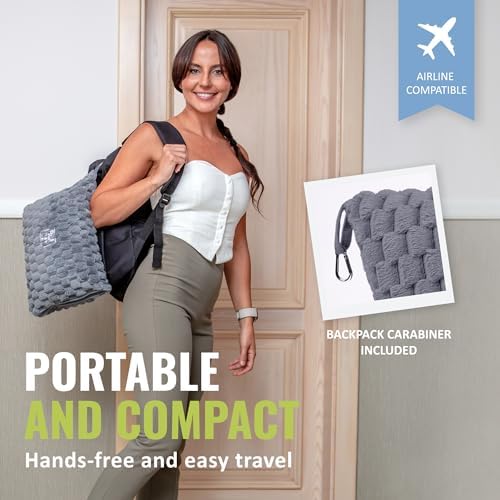 BOACAY Packable Travel Blanket with Pillow and Case