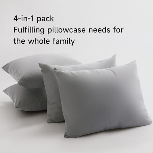 BEITE 4 Pack Pillow Case Protectors 20x26 Inches Light Gray
