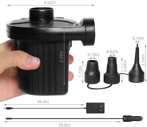 XIMUX Electric Air Pump with 3 Nozzles 5000PA 50W Portable Quick-Fill