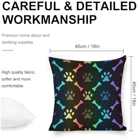 JOJOART Paw Print Bone Throw Pillow Covers Set of 2