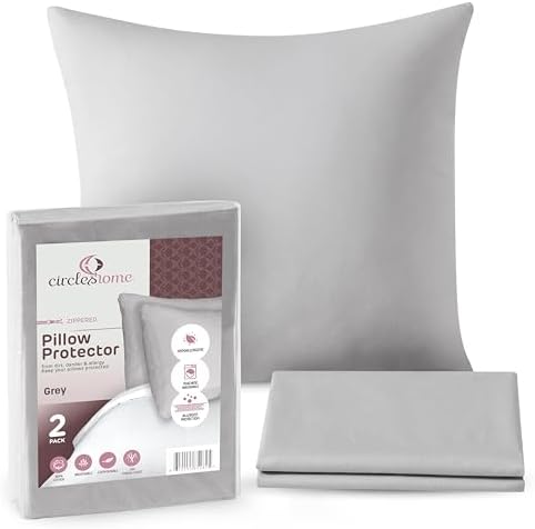 Circles Home Cotton Pillow Protector Light Grey 22x22 2 Pack