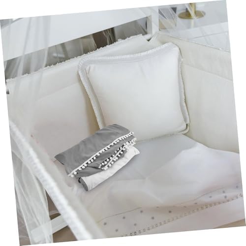YARNOW Crib Skirt Pompom Decor Cotton Bed Cover