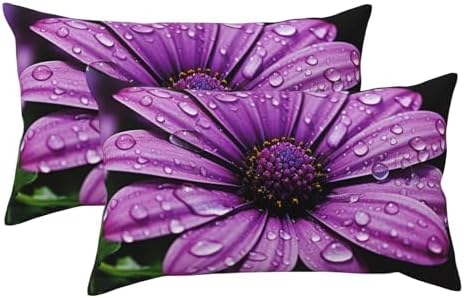Purple Daisy Pillowcases Set of 2 King Size with Hidden Zipper