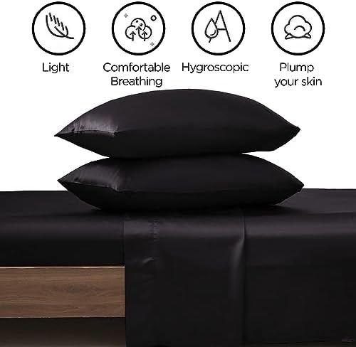 TSSPLUS Satin Pillow Cases Black Standard Size