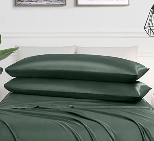 Vonty 2Pcs Body Satin Pillowcases - Forest Green