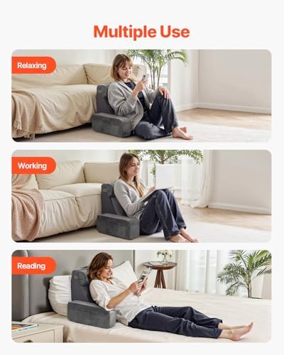 VEVOR Reading Pillow with Armrest and 3 Pockets