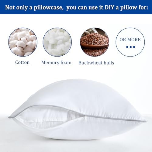 Precoco Premium Cotton Pillowcases with Zipper Set of 2