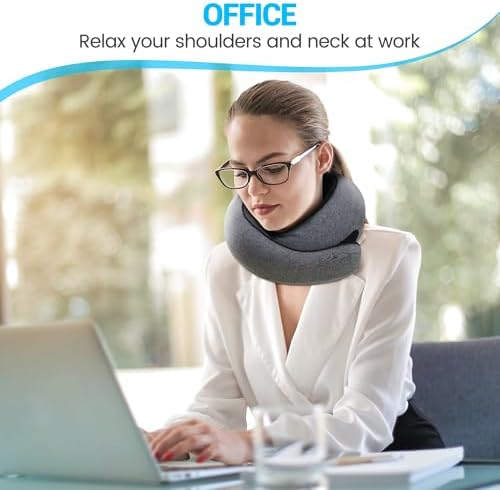 Memory Foam Travel Pillow with 360 Neck Support Grey