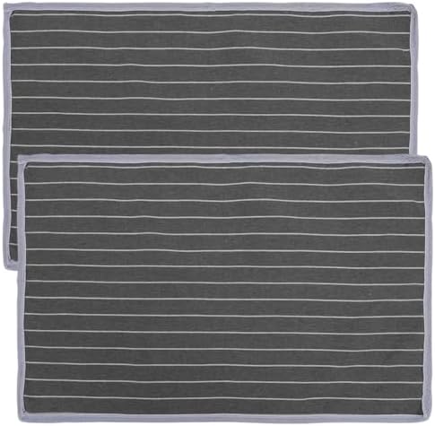 Garneck 2pcs Grey Striped Pillow Towel Case