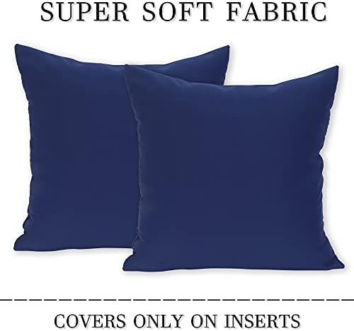 MUMFAS 2-Pack Solid Navy Blue Throw Pillow Covers