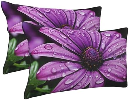 Purple Daisy Pillowcases Set of 2 King Size with Hidden Zipper