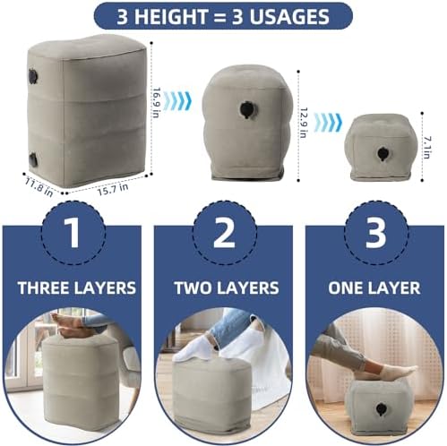 PNEUICALLY Inflatable Foot Rest Pillow for Travel