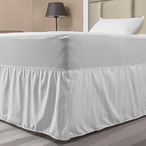 Ambesonne Pale Grey Microfiber Bed Skirt with Wrap Elastic