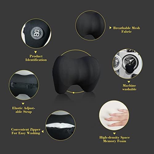 Super Cozy Car Headrest Pillow with Memory Foam and Adjustable Strap