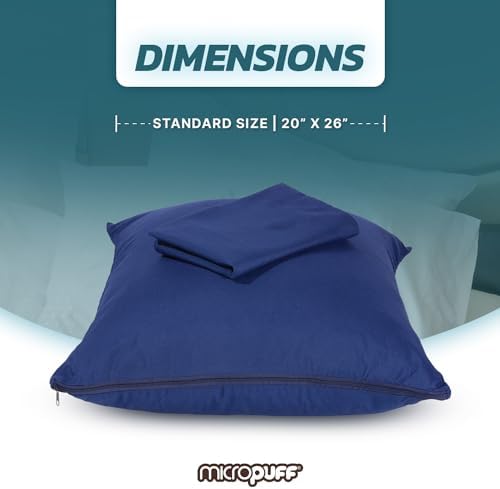 MICROPUFF Zippered Pillow Protectors 2 Pack Navy