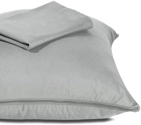 Micropuff Grey Queen Pillow Protectors with Zipper - 2 Pack