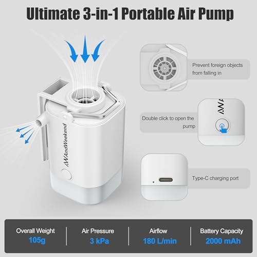 Portable Air Pump with Camping Lantern and 5 Nozzles