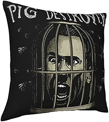 AMIOUDR Throw Pillow Covers Pig Singer Destroyer 18x18 Square Pillowcase