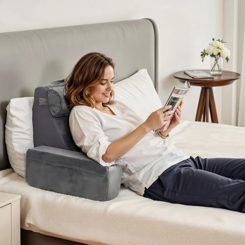VEVOR Reading Pillow with Armrest and 3 Pockets