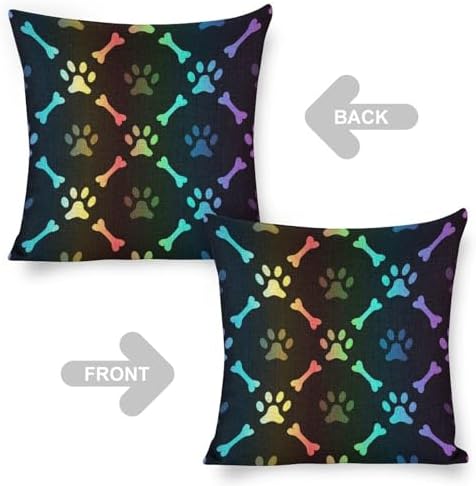 JOJOART Paw Print Bone Throw Pillow Covers Set of 2