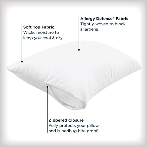 AllerEase Maximum Allergen Barrier Pillow Protector 4 Pack White