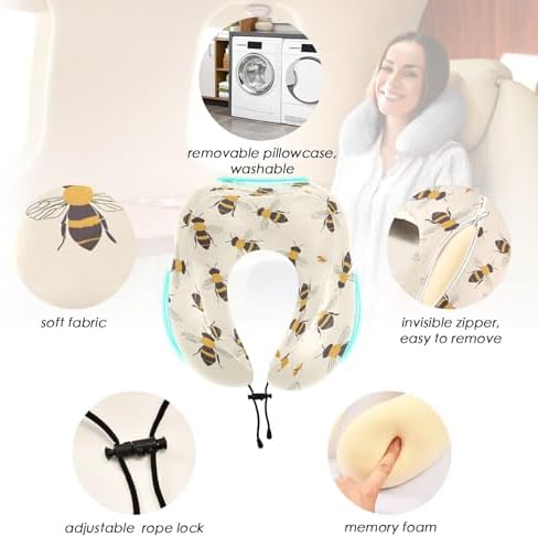 ALAZA Travel Neck Pillow with Memory Foam and Washable Cover
