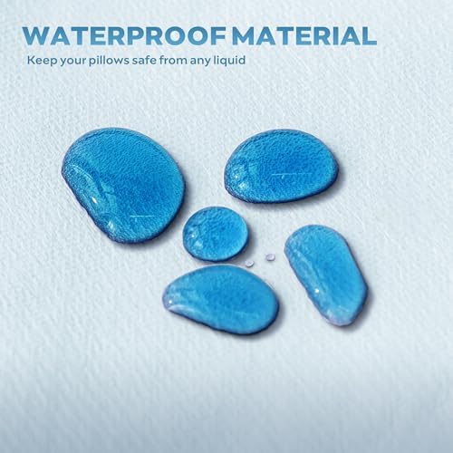 JELLYMONI Waterproof Pillow Protectors Set of 2 - Light Blue 20 x 26