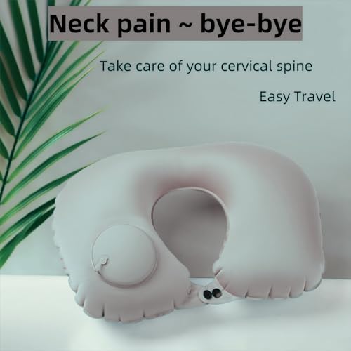 Adjustable Inflatable Neck Pillow with Eye Mask and Carry Bag