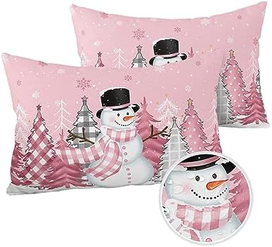 Waterproof Pillow Protector 2 Pack - Christmas Pink Design