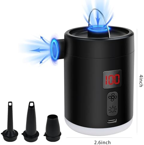 2024 Portable Air Pump with LED Lantern 8oz Camping Inflator