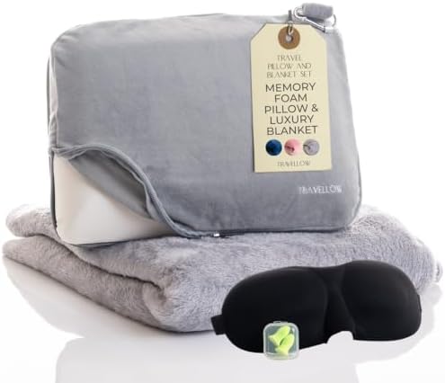Travellow 4-in-1 Travel Pillow and Blanket Set - Grey
