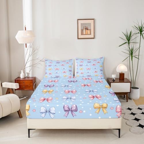Manfei Dreamy Fairy Tale Blue Fitted Sheet Set with Pillowcases 1